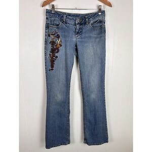 Harley Davidson Embroidered Spell-out Women's 2 Jeans Stretch Denim Bootcut READ